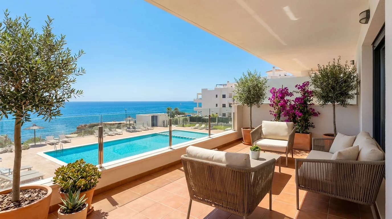 Modern lägenhet med havsutsikt och terrass i Torrevieja, Costa Blanca, Spanien