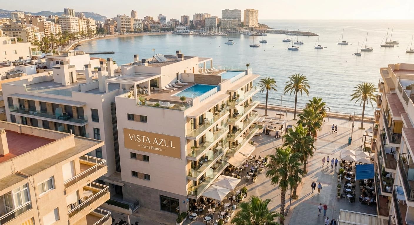 Bostäder längs Costa Blanca med utsikt över havet och olika prisnivåer från Torrevieja till norra kusten