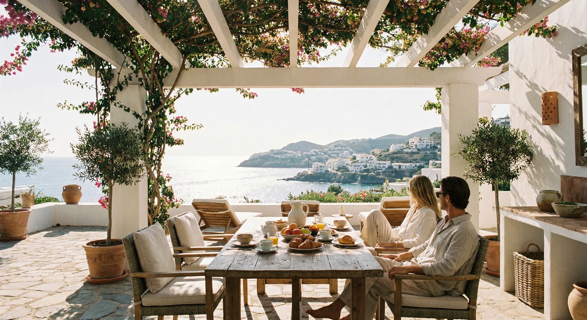 Terrass med havsutsikt i Spanien