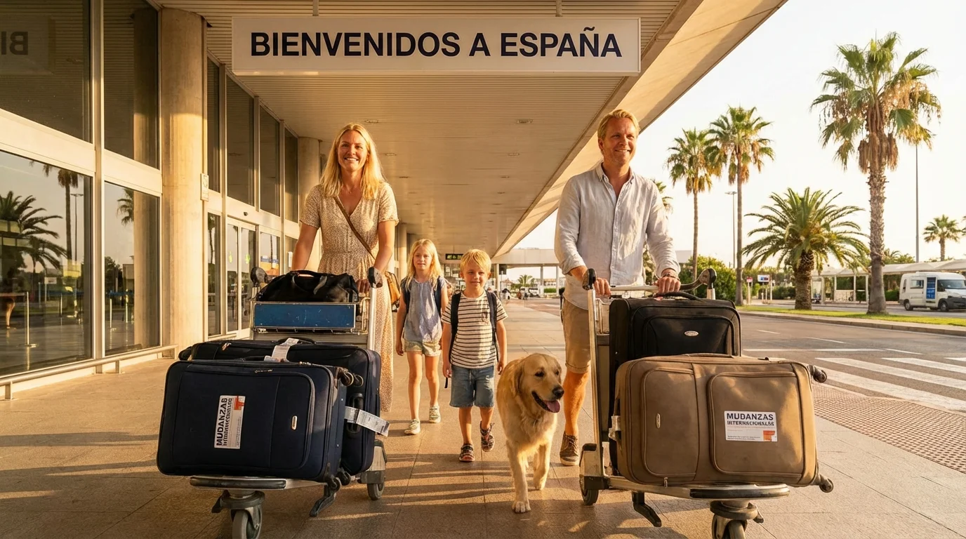 Svenskt par dricker kaffe på terrass med havsutsikt längs Costa Blanca, Spanien