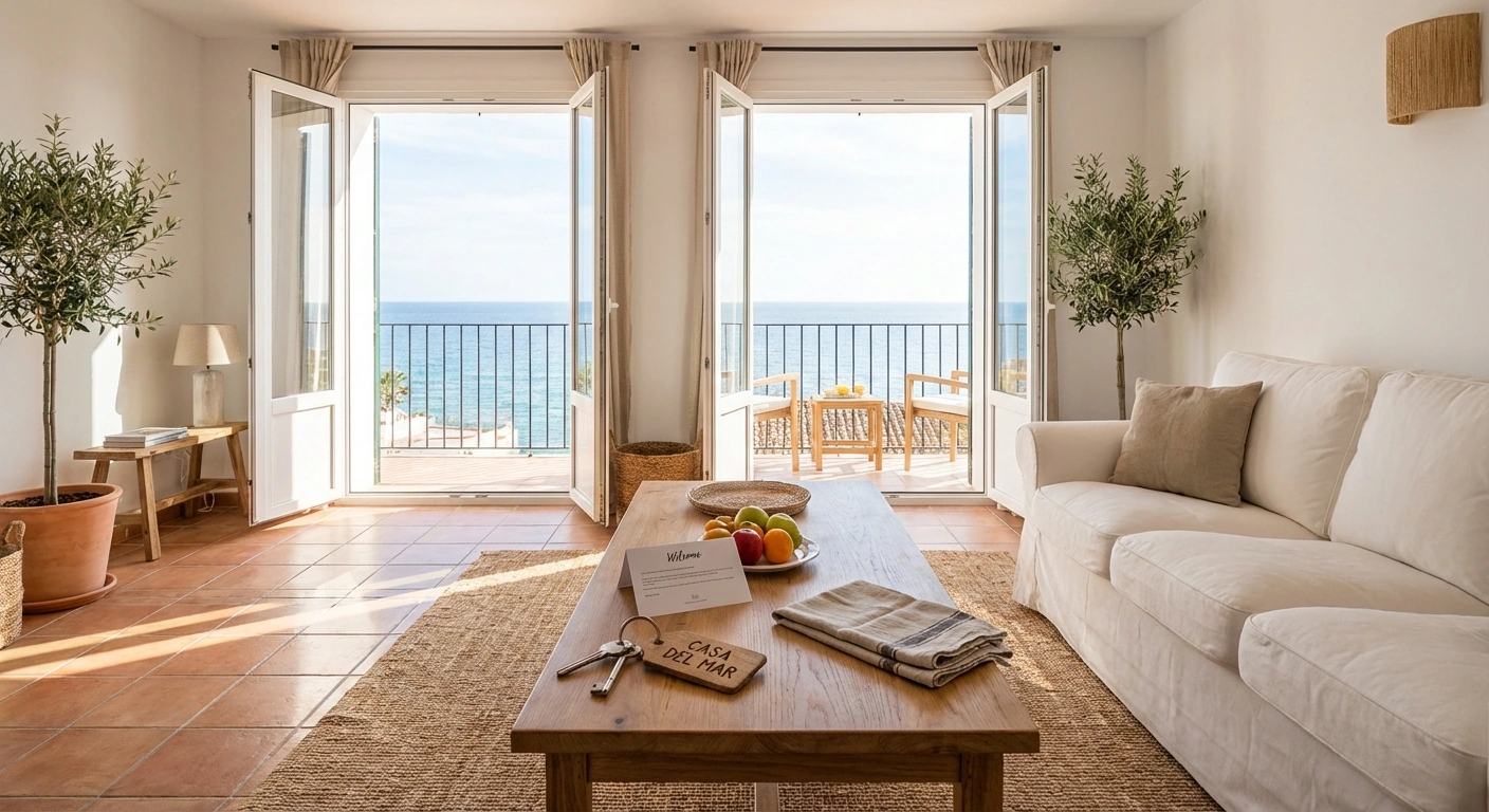 Terrasslägenhet i Spanien för uthyrning med nycklar, kontrakt och utsikt över Medelhavet