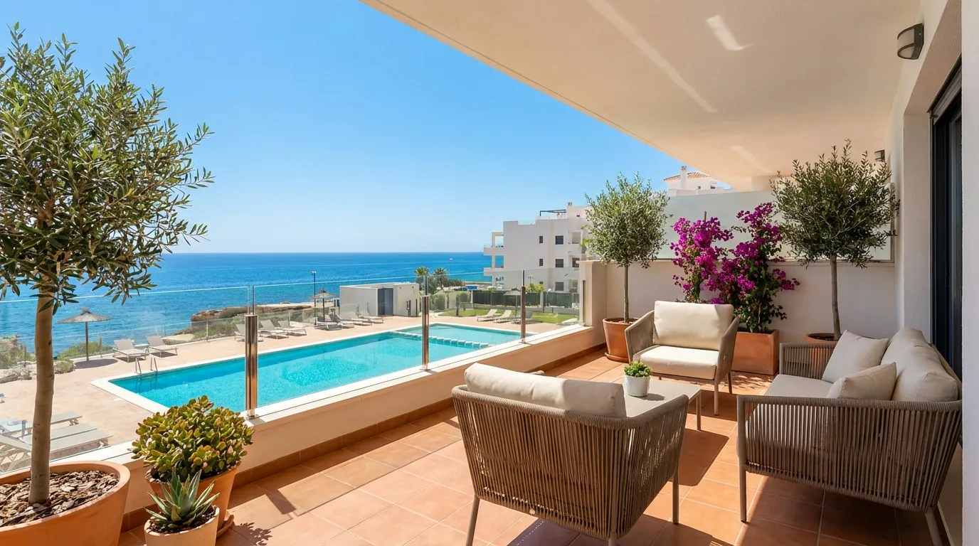 Modern lägenhet med havsutsikt och terrass i Torrevieja, Costa Blanca, Spanien