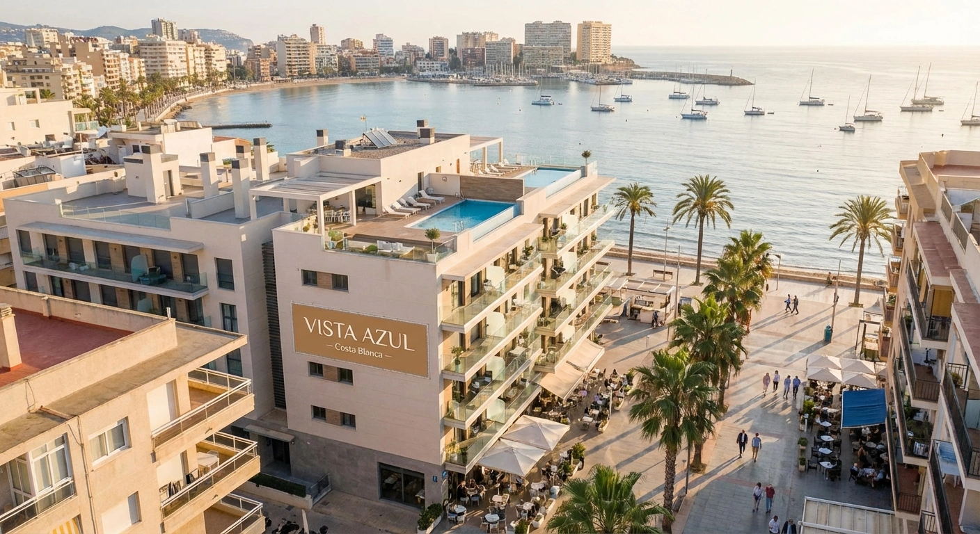 Bostäder längs Costa Blanca med utsikt över havet och olika prisnivåer från Torrevieja till norra kusten